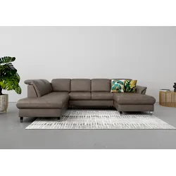 Wohnlandschaft SIT & MORE "Maggiore U-Form", braun, B:312cm T:224cm, 100% Polyester, Sofas, wahlweise mit Kopfteilverstellung, Bettfunktion und Stauraum