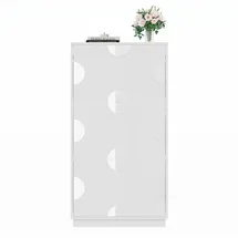 Okwish Schuhschrank 63 x 120 x 24 cm mit 3 Klappen und Spiegel / weiß hochglänzend
