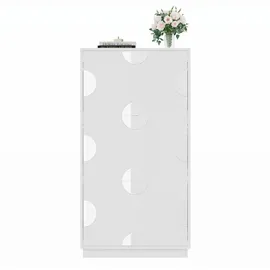 Okwish Schuhschrank 63 x 120 x 24 cm mit 3 Klappen und Spiegel / weiß hochglänzend