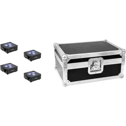 EUROLITE Set 4x AKKU Flat Light 3 sw + Case