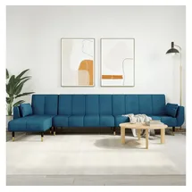 vidaXL Schlafsofa in L-Form Blau 275x140x70 cm Samt