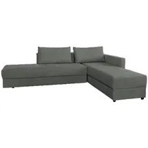 KAWOLA Schlafsofa IDA Sofa Boxspringbett Stoff grau mit Topper