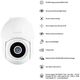 Hombli Pan & Tilt Cam 2K Weiß