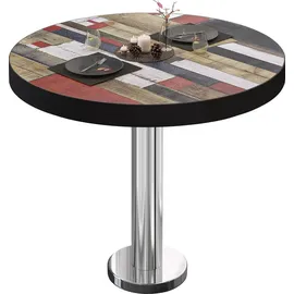 GGM Möbel Bistrotisch Ø 60 x 77 cm Vintage Bunt/Schwarz