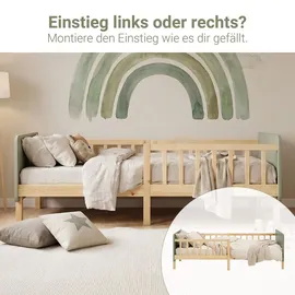 Homestyle4u Kinderbett 90 x 200 cm Kiefer massiv lackiert Grün