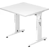 Hammerbacher Ergonomic O-Serie OS08/W Schreibtisch weiß quadratisch, C-Fuß-Gestell weiß 80,0 x 80,0 cm