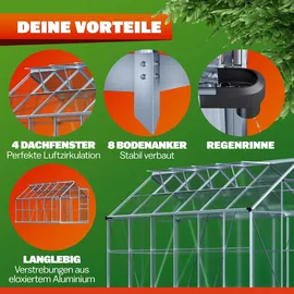 Gardebruk Gewächshaus 380x190x195cm mit Fundament