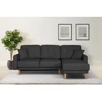 Home Affaire Ecksofa HOME AFFAIRE Triplo, Zierkissen, Schlaffunktion, B/T/H: 234/164/89 cm, L-Form" Sofas Gr. B/H/T: 234 cm x 89 cm x 164 cm, Samtoptik, Recamiere rechts, mit Bettfunktion-mit Bettkasten, schwarz Ecksofas