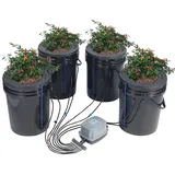 Vevor DWC Hydroponics Grow System, Hydroponisches Anbausystem mit Top-Drip-Kit, Deep Water Culture 5-Gallonen-4-Eimer, mit Luftpumpe, Luftsteinen und Wasserstandsanzeige für Blattgemüse