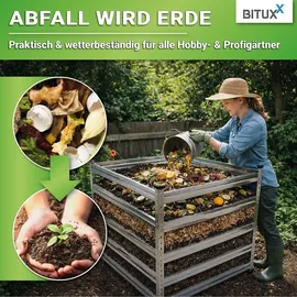 BITUXX Komposter Garten Wetterfest Kompostierer Kompostbehälter Metall 100 x 100 cm