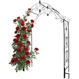Relaxdays Rosenbogen, Metall, Torbogen Garten, HxBxT: 250 x 130 x 40 cm, Stabiler Rankbogen für Kletterpflanzen, schwarz