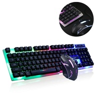 GelldG Gaming Tastatur und Maus, Regenbogen Farben Beleuchtete Wasserdicht Tastatur- und Maus-Set schwarz
