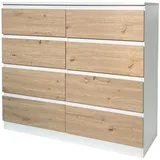 Hti-Living Moderne Kommode 110 x 40 x 97 cm Weiß/Artisaneiche