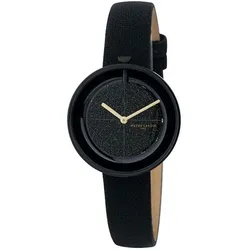 Pierre Cardin Damen Armband-Uhr mit Glitzer im Ziffernblatt analoge Quarz-Uhr mit Leder-Armband 3ATM 32mm CMA.0011 Schwarz/Gold - One-Size