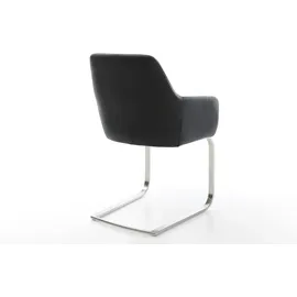 DeLife Freischwinger Pejo-Flex Echt-Leder Schwarz Freischwinger flach Edelstahl Taschenfederkern