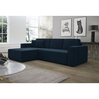 Fun Möbel Ecksofa Schlafsofa Sofa CONOR Stoff Kronos Dunkelblau Ottomane Links