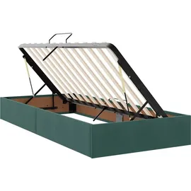vidaXL Bett mit Stauraum und LED mit LED Dunkelgrün 90 x 200 cm Samt