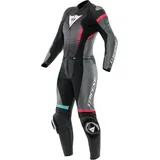 Dainese Fulminea Damen 2-Teiler Motorrad Lederkombi, schwarz-pink-blau, Größe 40