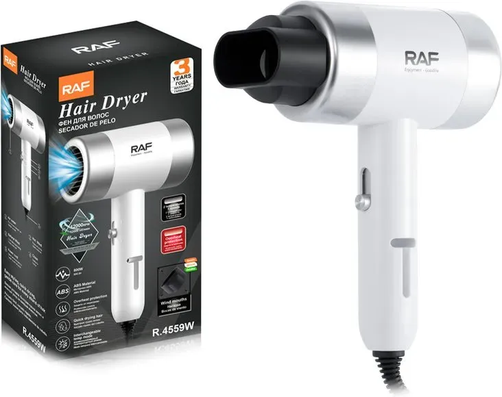 RAF Haartrockner 800 W, 12.000 U/min schnelltrocknender Blow-Dryer mit Überhitzungsschutz, ABS-Material und austauschbaren Temperaturmodi, professioneller Salon-Stil für den Heimgebrauch