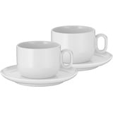 WMF Barista Tassen Set 4-teilig, zwei Kaffeetassen 160 ml mit Untertassen für Cappuccino, Porzellan, Kaffeeglas, Kaffeebecher, spülmaschinengeeignet