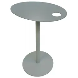 Beistelltisch Metall Oval Grau | Sofatisch mit Perforation | Wohnzimmer Tisch Industrial | Modernes Design | 42x31x45 cm | Kadima Design