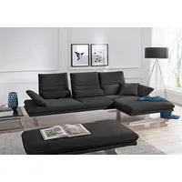W.Schillig Ecksofa »broadway, Designsofa mit tollem Sitzkomfort, L-Form«, Sitztiefenverstellung, Kopfteil- & Seitenteilverstellung, Breite 291cm grau