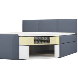 A&J MöbelLand Boxspringbett RON 160 x 200 mit 2 Bettkästen, Bonell-Matratze und Topper. Farbe: Grau - Grau