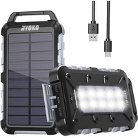 Solar Powerbank 20000 mAh, PD 15W Tragbare USB C Solar Ladegerät mit 3 Ausgänge 2 Eingänge, Outdoor Wasserdichtem Power Bank Solarpanel Kompatibel für Smartphones, Tablets und mehr