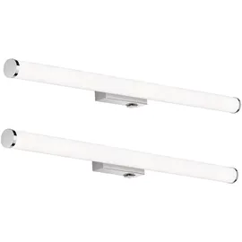 Trio LED Badlampen Set mit Schalter Chrom 80cm Gäste WC Spiegelleuchten, seitlich