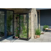 Juliana Halls Gewächshaus Qube Lean-to 24 mit 3 mm Sicherheitsglas 0,8 m2 Schwarz