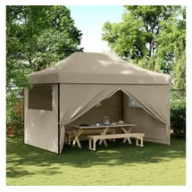 vidaXL Faltpavillon 4,1 x 2,79 m inkl. 4 Seitenteile Taupe