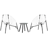 vidaXL Gartenstuhl-Set 3-tlg. Schwarz und Weiß Poly Rattan