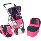 Bayer Chic 2000 CHIC2000 Kombi-Puppenwagen Emotion All In 2.0-3in1 Puppenwagen-Set bestehend aus Babywanne, Sportsitz und Autositz, Konfetti, pink