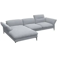 FLEXLUX Ecksofa Salino, Funktionssofa mit Recamiere, Relaxsofa, Ecksofa, Sofa mit Arm- und Kopfteil-Verstellungen, Kaltschaum & Stahl-Wellen grau