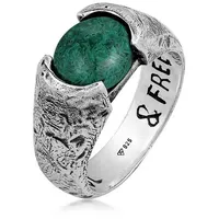haze & glory Ringe - Ring Siegelring Liberty - Afrikanischer Türkis 925 - Gr. 60 MM - in Silber - für Damen
