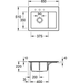 Villeroy & Boch Subway 45 Compact links graphite + Handbetätigung