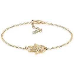 Armband ELLI "Hamsa Hand der Fatima Kristalle 925 Silber", gold (gold, weiß), Armbänder, Damen, 20cm,mit Steinen, Silber 925 (Sterlingsilber)