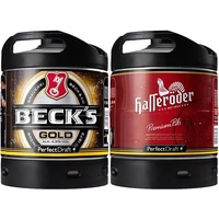 BECK'S Gold Helles Lager Bier Perfect Draft (1 x 6l) MEHRWEG Fassbier & Hasseröder Premium Pils Bier Perfect Draft (1 x 6l) MEHRWEG Fassbier