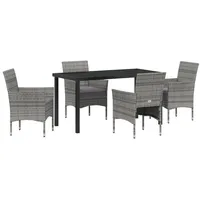 VidaXL 5-teiliges Garten-Essset Grauer Poly-Rattan