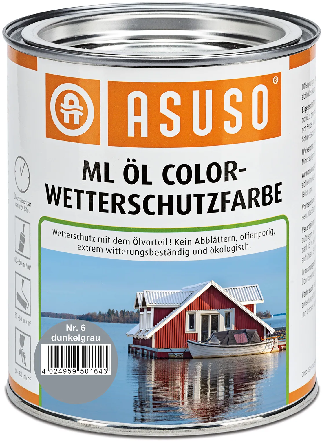 ASUSO ML Öl Color-Wetterschutzfarbe – Dunkelgrau