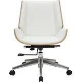 miliboo Design-Bürosessel helles Holz und PU Weiß CURVED