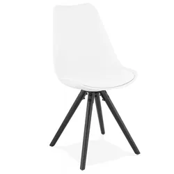 Designerstuhl aus Holz und Kunststoff | Esszimmerstuhl mit Komfort Polsterung | Bürostuhl mit Buchenholzbeinen | 56x48x82 cm | Kadima Design