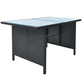 vidaXL Garten-Essgruppe mit Auflagen Polyrattan 6-tlg. schwarz