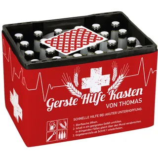 Herz & Heim® Geburtstagsgeschenk Männer DIY - Banderole für Bierkasten mit Aufklebern für Kronkorken (Gerste Hilfe)