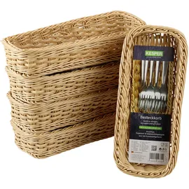 KESPER Besteckkorb Geflecht 5er Set H:5,5 cm L:28 cm T:11,5 cm Kunststoff braun