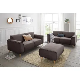 Home Affaire 2,5-Sitzer HOME AFFAIRE "Janek Scandic Design, elegant und zeitlos", grau (stone), B:193cm H:81cm T:90cm, Struktur fein ( 100% Polyester);Struktur weich (92% Polyester, 8% Nylon);Struktur fein ( 100% Polyester), Sofas, mit Federkern und Keder in