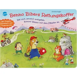 Benno Bibers Rettungskoffer. Hat sich jemand wehgetan, kommt Benno mit dem Pflaster an
