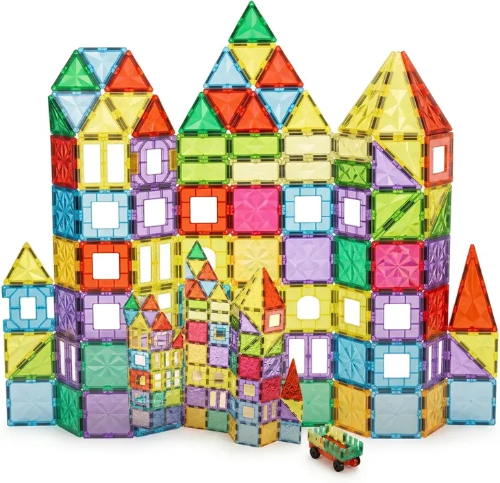 TOKKY CPL087 100-teiliges magnetisches Bausteine-Diamantschliff reflektierendes 3D-Schloss-Bauset starke Magnetkraft STEAM-Lernspielzeug für Kinder ABS-Sicherheitsmaterial Farbkarton