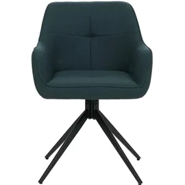 Mendler Einzelst�ck | 2er-Set Esszimmerstuhl HWC-O47, Küchenstuhl Armlehne, drehbar Auto-Return, Stoff/Textil (270g/m2) ~ petrol-grün