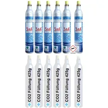 Cago CO2-Zylinder silber + 6 x 425 g für 60 l Sprudelwasser